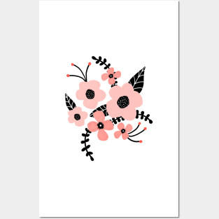 Pretty trendy coral flowers Posters and Art